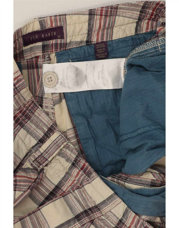 Ted Baker Chino Shorts til mænd W32 Medium Flerfarvet ternet bomuld