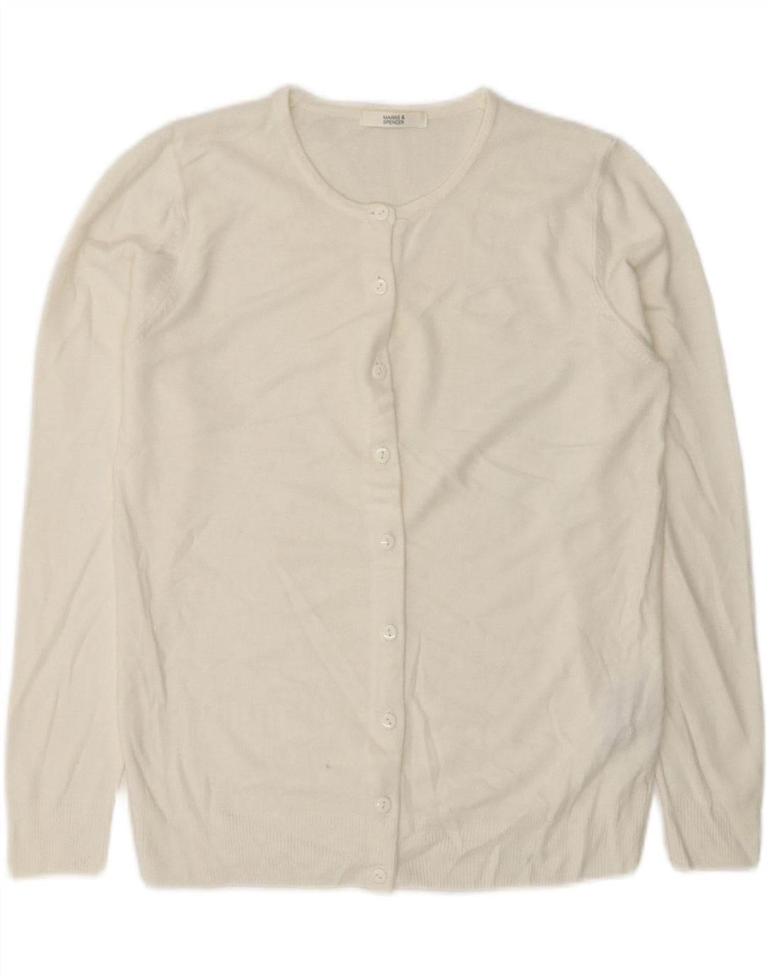 MARKS & SPENCER Womens Cardigan Sweater UK 10 Small White Acrylic Vintage Marks & Spencer and Second-Hand Marks & Spencer from Messina Hembry 