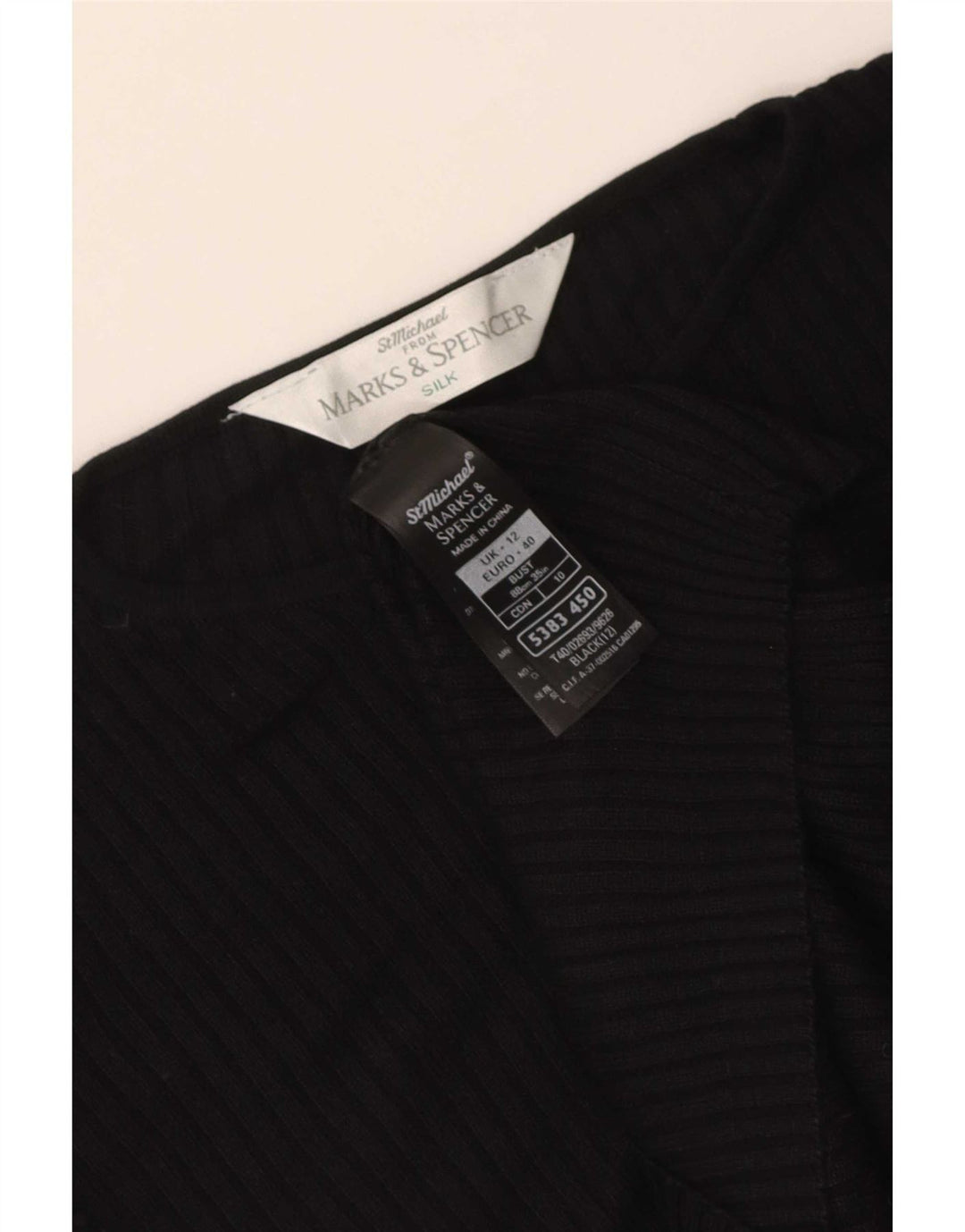 Marks & Spencer Chemisier pour femme UK 12 en soie noire moyenne