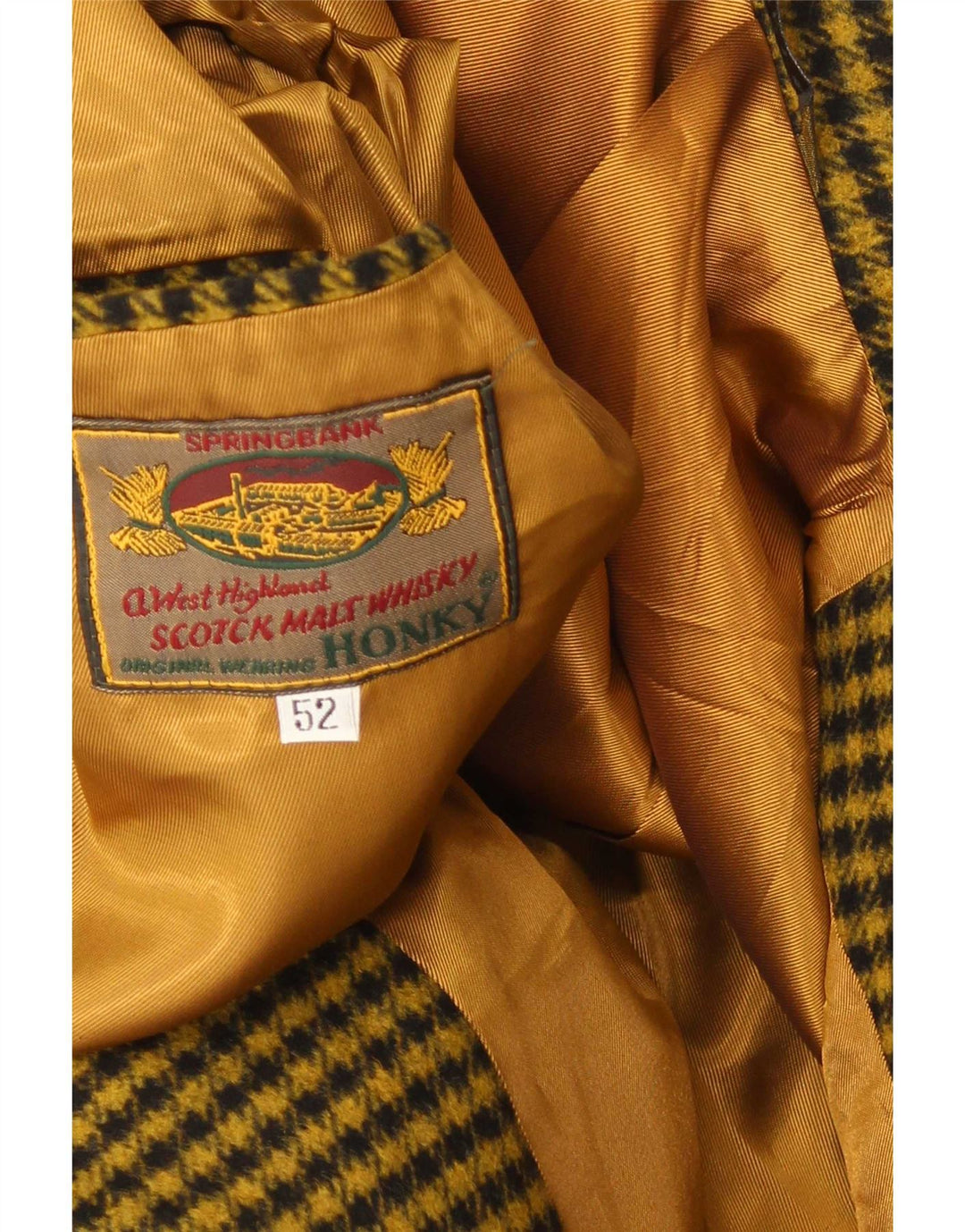 Jachetă vintage pentru bărbați cu 2 nasturi IT 52 XL, poliester cu carouri galbene