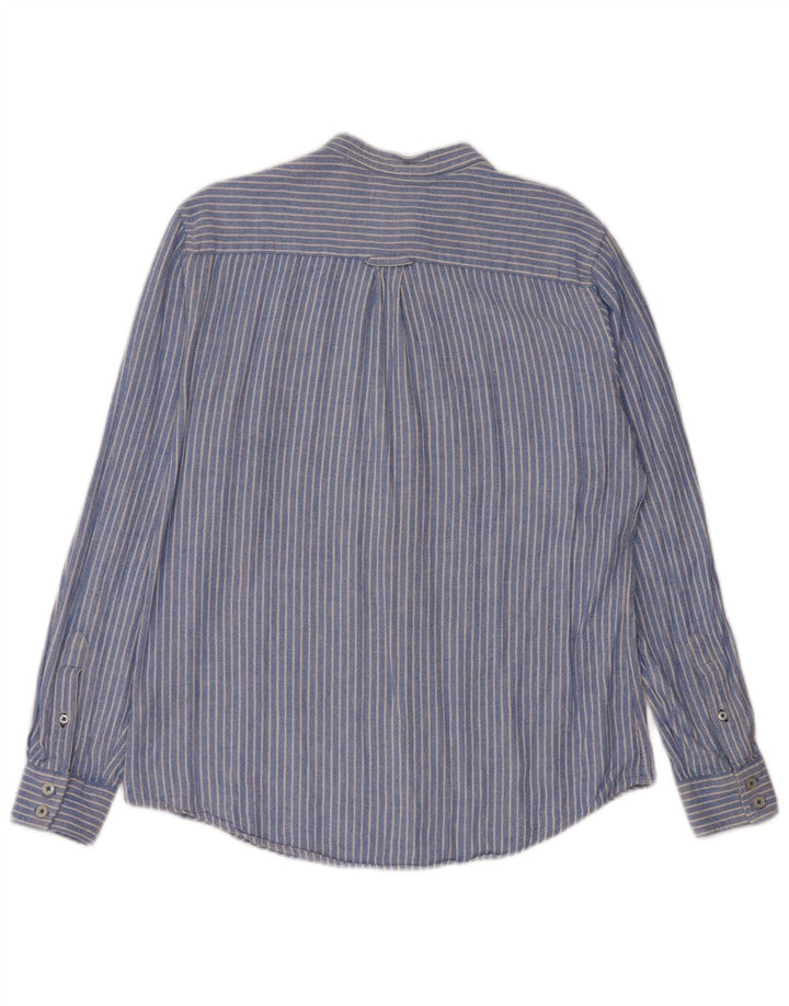Crew Clothing Mens Shirt Medium Blue Pinstripe Linen