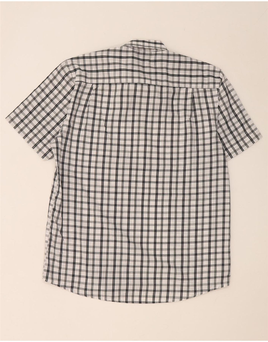 Pierre Cardin Mens Short Sleeve Regular Fit Shirt Large White Check