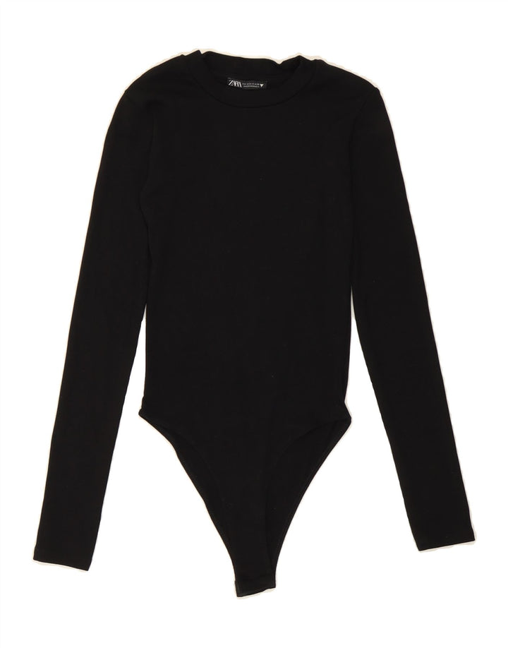ZARA Womens Bodysuit UK 8 Small Black Vintage Zara and Second-Hand Zara from Messina Hembry 