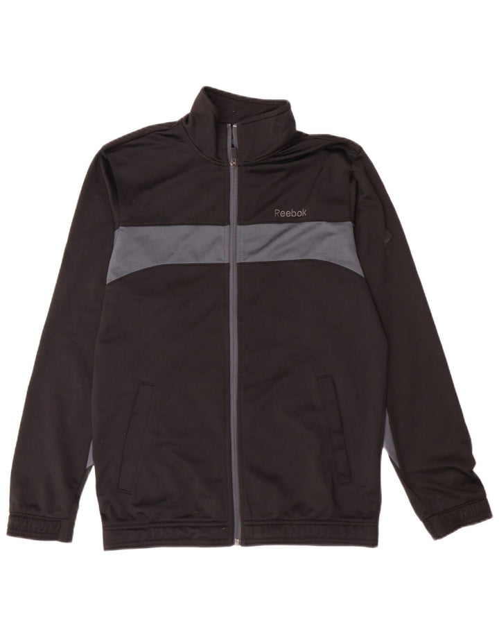 Reebok Mens Tracksuit Top Jacket Small Black Colourblock Polyester