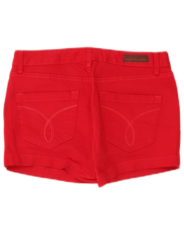 Pantaloncini di jeans da donna Calvin Klein W26 piccoli in cotone rosso