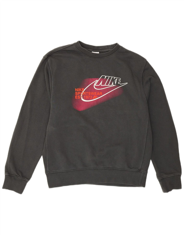 NIKE Mens Graphic Sweatshirt Jumper Small Grey Cotton
