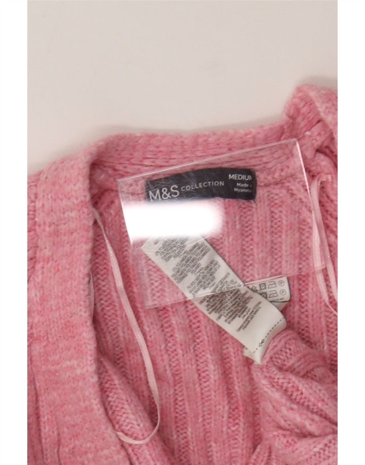 Maglione cardigan aperto da donna Marks & Spencer UK 14 Acrilico rosa medio