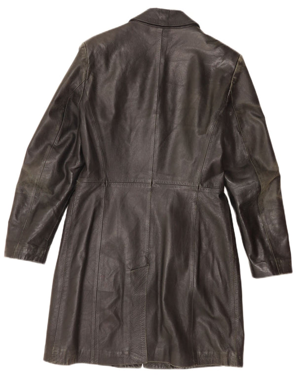 Abrigo de cuero vintage para mujer IT 42 Cuero negro medio