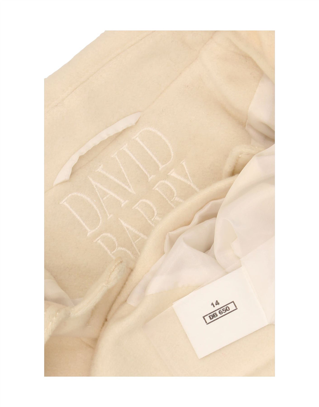 DAVID BARRY Womens Oversized Overcoat UK 14 Large Off White Wool Vintage David Barry and Second-Hand David Barry from Messina Hembry 
