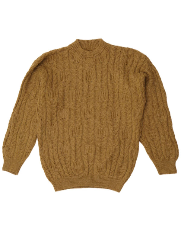 Vintage Mens Turtle Neck Jumper Sweater Small Khaki Alpaca Wool
