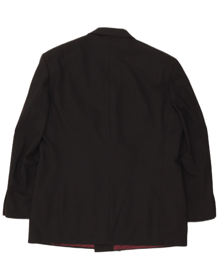 Marks & Spencer Mens Double Breasted Blazer Jacket UK 44 XL Black Polyester