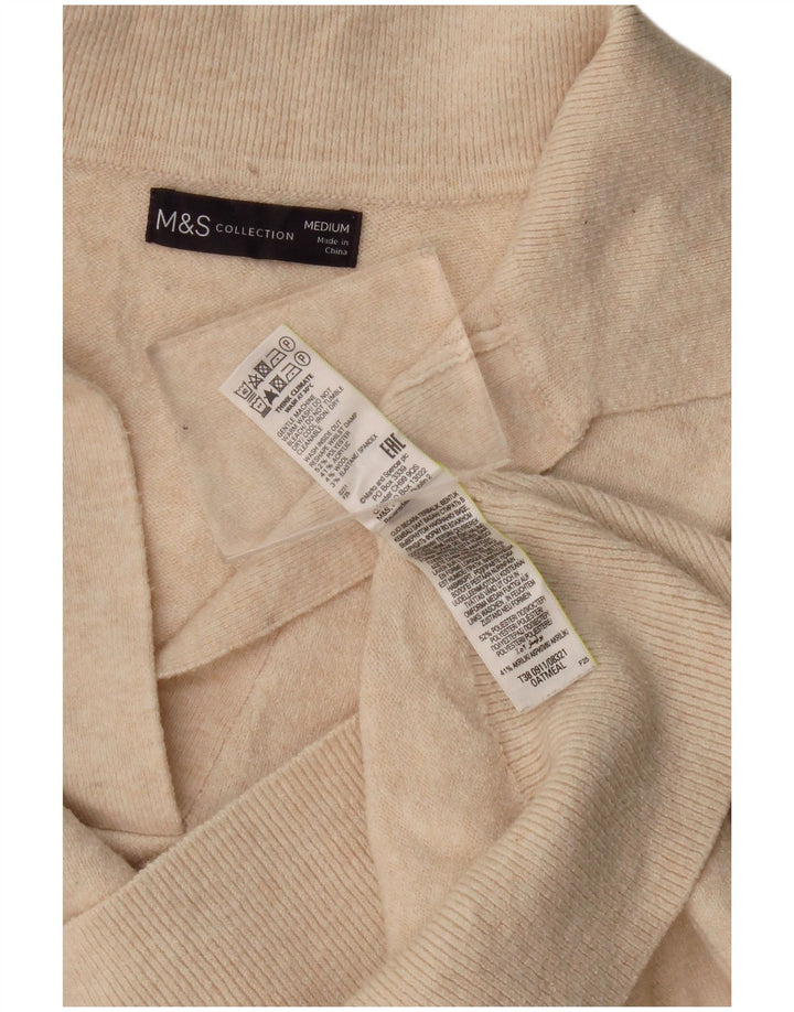 Marks & Spencer Womens Polo Neck Jumper Sweater UK 14 Medium Beige