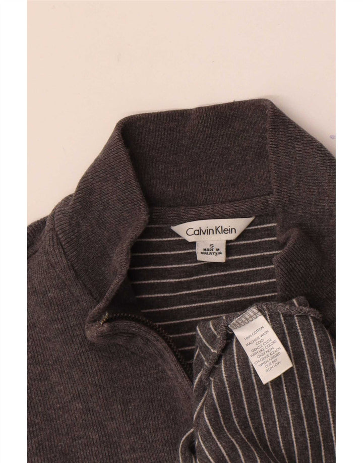 Calvin Klein Mens Zip Neck Sweatshirt Jumper Small Grey Cotton