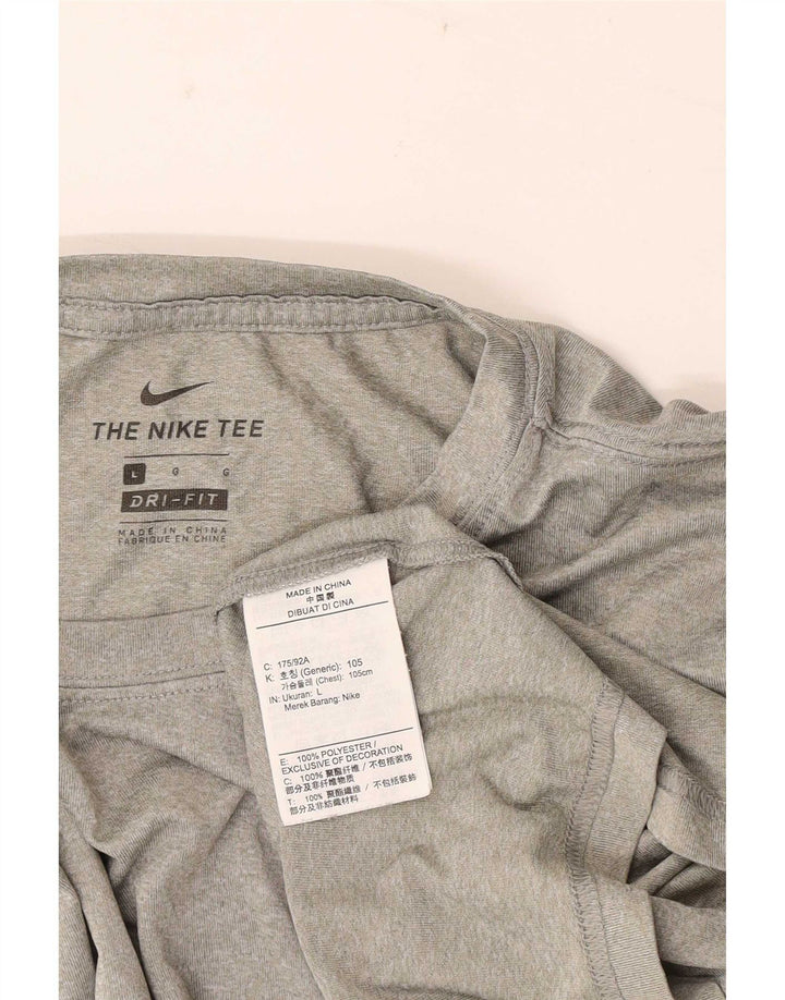 Nike Mens Dri Fit T-Shirt Top Large Grey Flecked Polyester