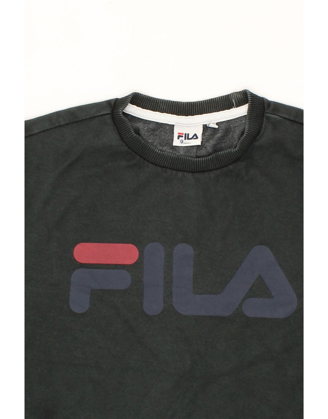 FILA Mens Graphic Sweatshirt Jumper Small Black Vintage Fila and Second-Hand Fila from Messina Hembry 