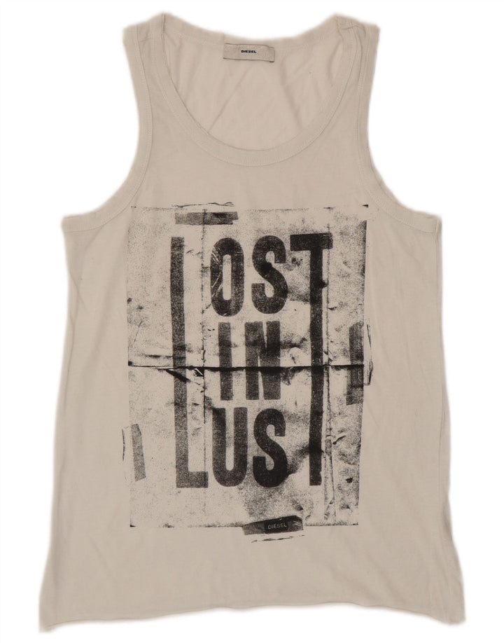 DIESEL Débardeur graphique pour femme UK 10 Small Blanc