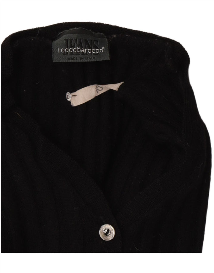 Roccobarocco Womens Crop Cardigan Sweater IT 42 Medium Black