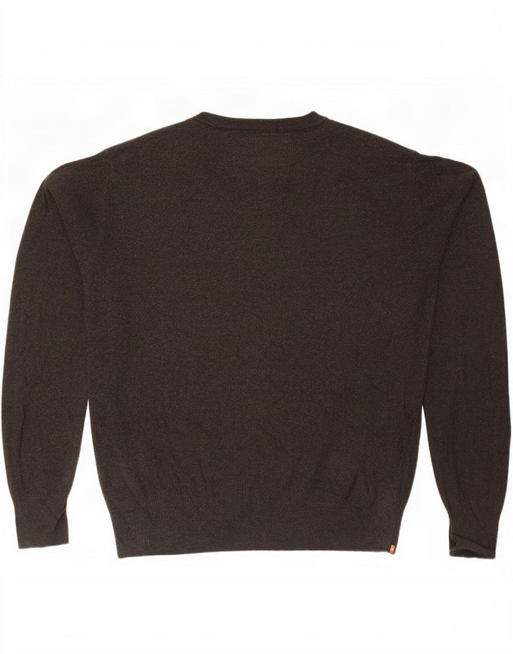 Superdry Mens Crew Neck Jumper Sweater Large Brown Cotton