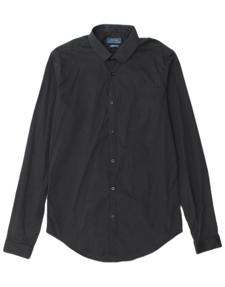 ZARA Mens Slim Fit Shirt Small Black Cotton