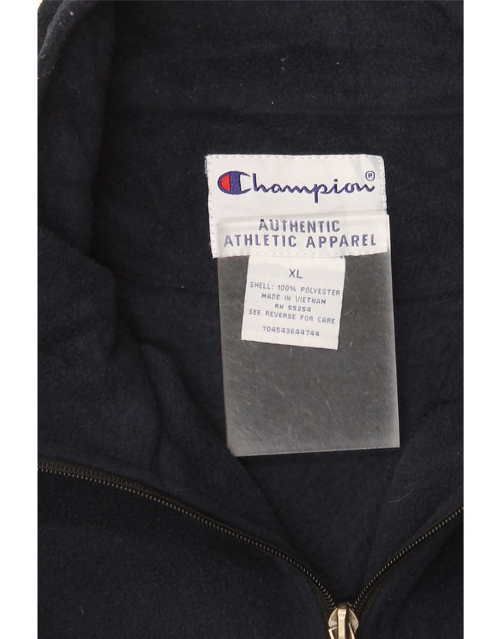 Champion Mens Zip Neck Fleece Jumper XL Navy Blue Colourblock Polyester
