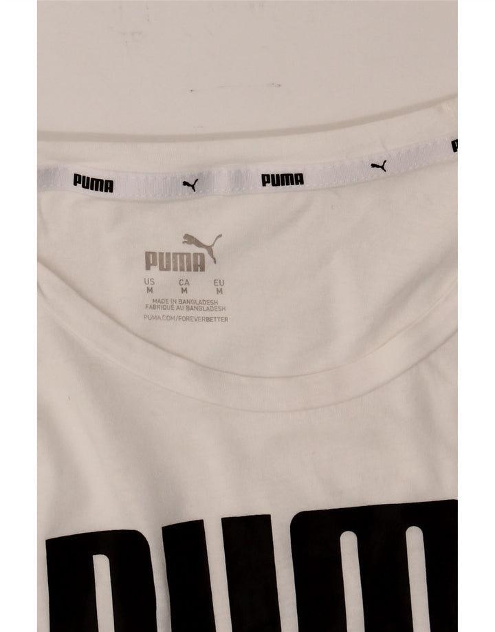 PUMA Womens Graphic T-Shirt Top UK 12 Medium White Vintage Puma and Second-Hand Puma from Messina Hembry 