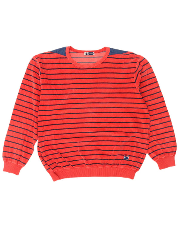 Sportful Mens Boat Neck Jumper Sweater IT 54 XL Red Striped