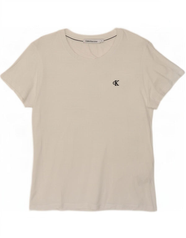 Calvin Klein Jeans Damen T-Shirt Top UK 18 XL Weiß