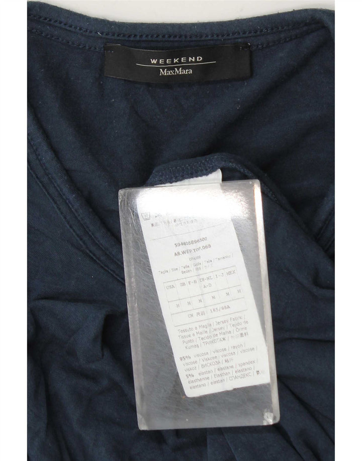 Max Mara Womens Weekend Top Long Sleeve UK 14 Medium Navy Blue Viscose