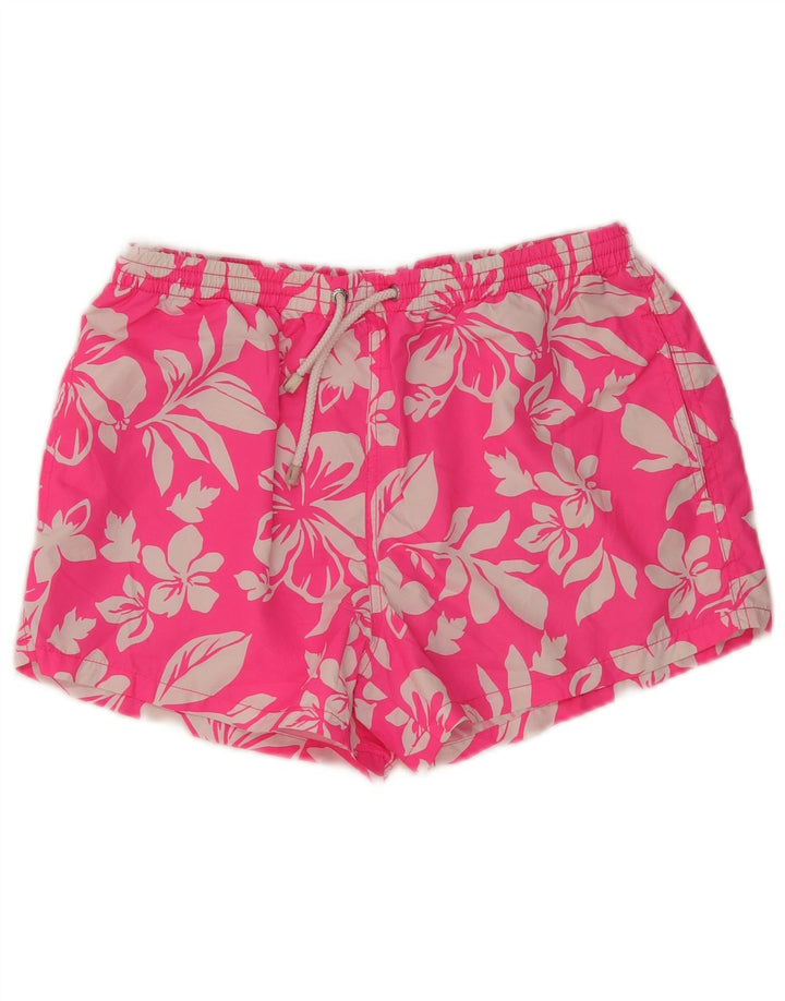 Zara Mens Sport Shorts Large  Pink Floral Polyester