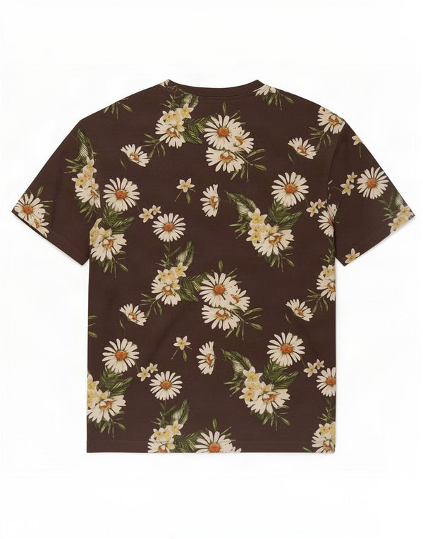 Jack & Jones Hombre Camiseta Top Small Marrón Floral Algodón