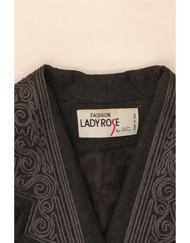 Jaqueta Blazer Feminina Vintage de 6 Botões IT 42 Poliéster Paisley Cinza Médio
