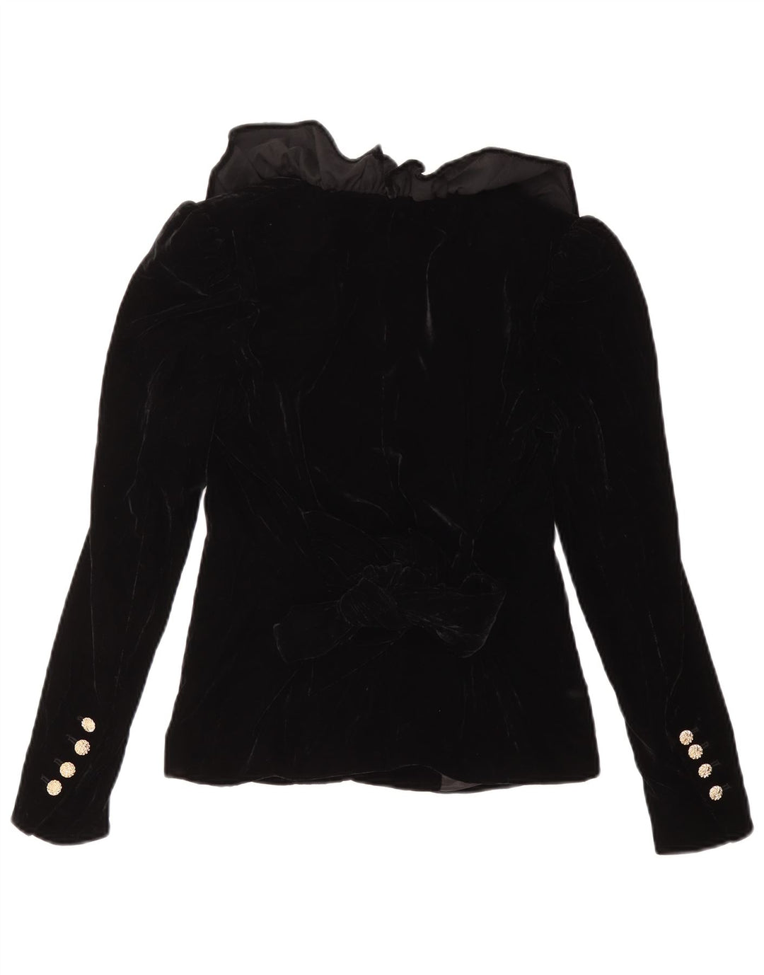 ZARA Womens Velvet Blazer Jacket UK 6 XS Black Polyester