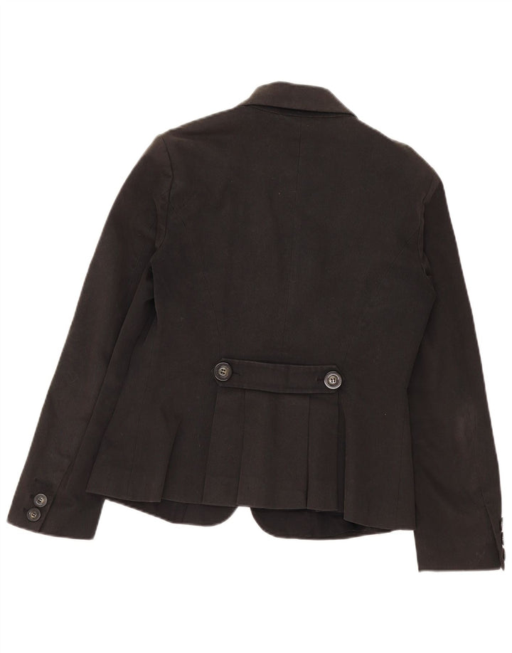 MARELLA Womens 1 Button Blazer Jacket UK 12 Medium Black Cotton