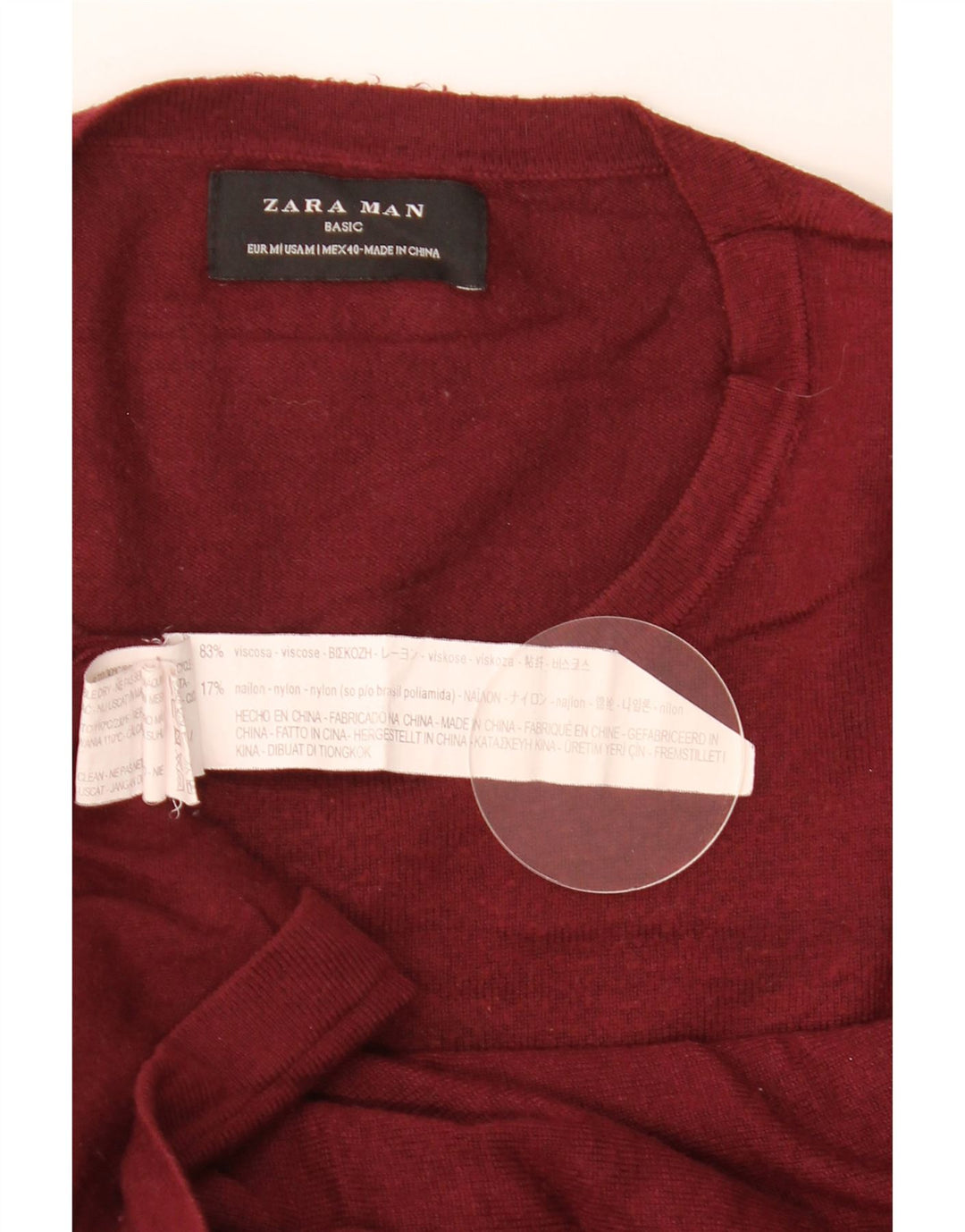 Zara Herre sweater med rund hals, medium rødbrun viskose