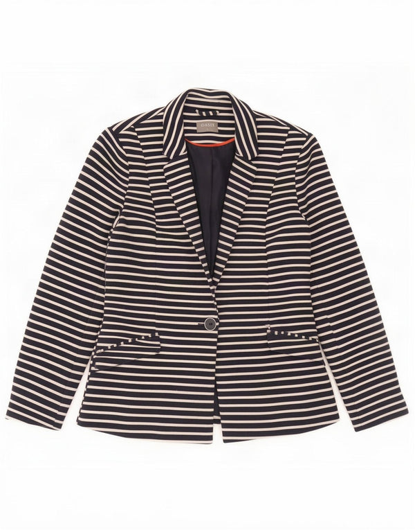 Chaqueta tipo blazer de 1 botón para mujer Oasis UK 8 Small Azul marino Poliéster a rayas