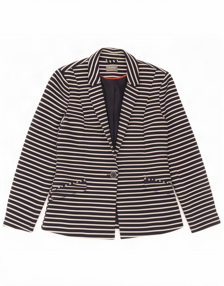 Chaqueta tipo blazer de 1 botón para mujer Oasis UK 8 Small Azul marino Poliéster a rayas