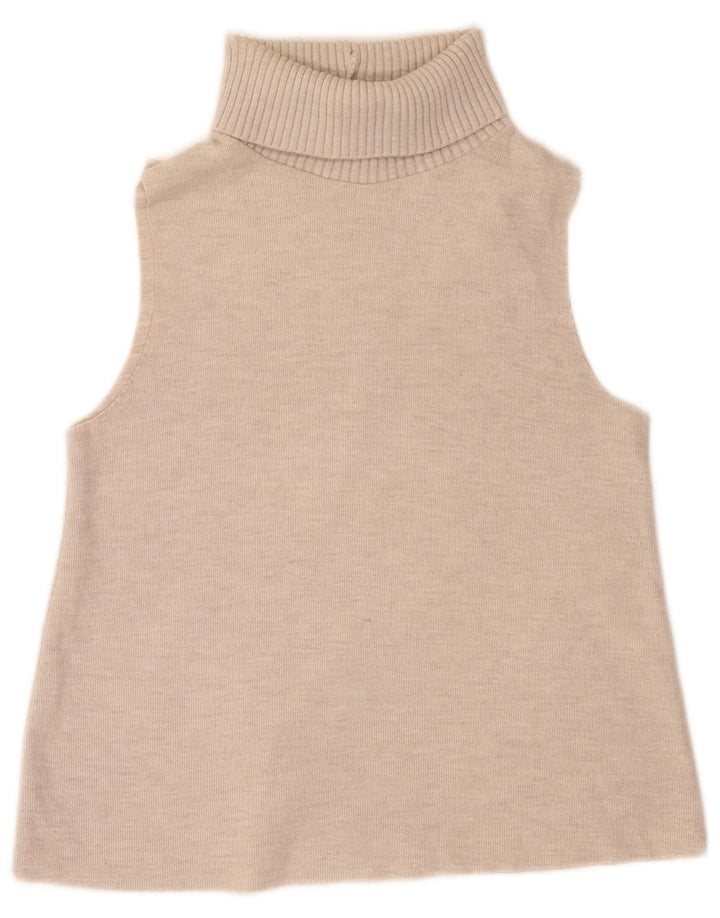 Zara Dame Roll Neck Vest Top UK 12 Medium Beige