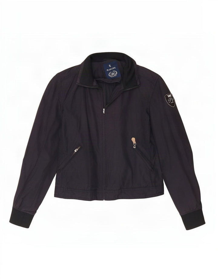 Playlife Womens Bomber Jacket UK 16 Large Navy Blue Cotton