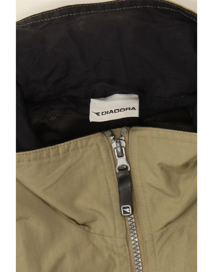 DIADORA Mens Hooded Rain Jacket UK 38 Medium Khaki Polyamide Vintage Diadora and Second-Hand Diadora from Messina Hembry 