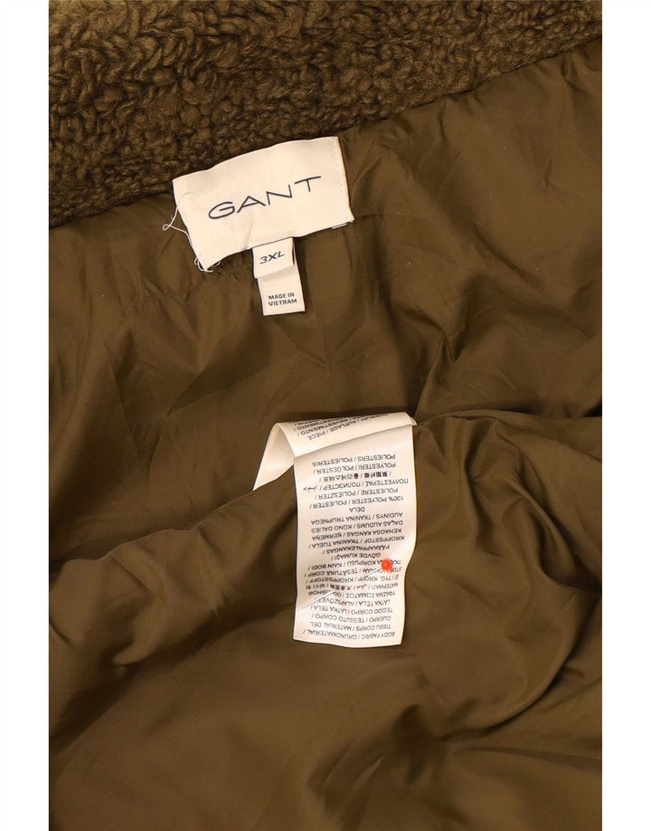 Gant Mens Fleece Jacket UK 46 3XL Khaki Polyester