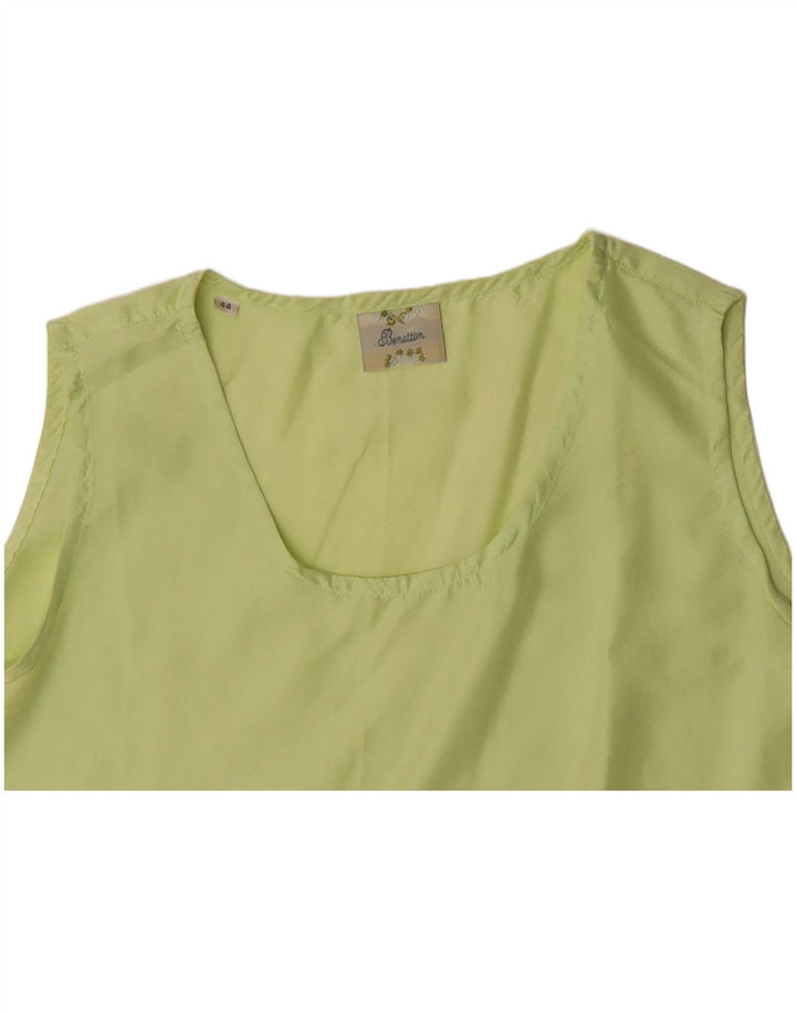 BENETTON Womens Sleeveless Blouse Top IT 44 Medium Green Silk