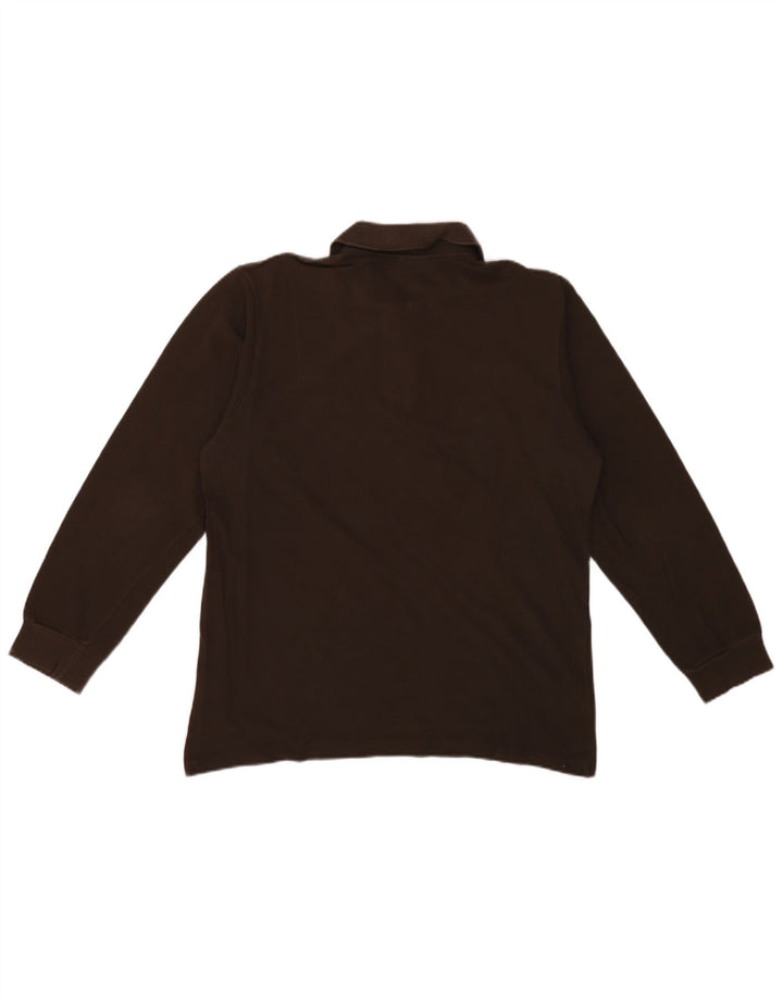 Lacoste Mens Long Sleeve Polo Shirt Size 4 Medium Brown Cotton