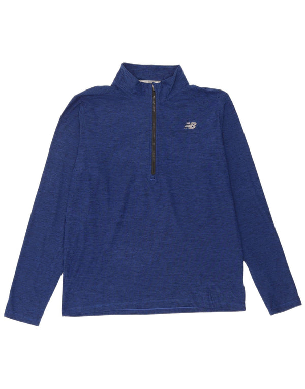 New Balance Mens Zip Neck Pullover Tracksuit Top Large Blue Flecked