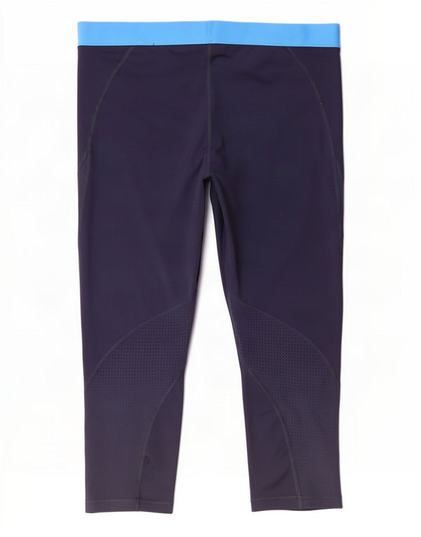 Nike Womens Graphic Capri Leggings UK 18 XL Marineblau Farbblock