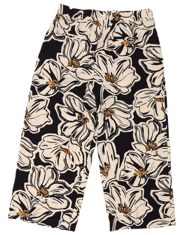 Marks & Spencer Damen Freizeithose UK 18 XL W38 L28 Schwarz geblümt