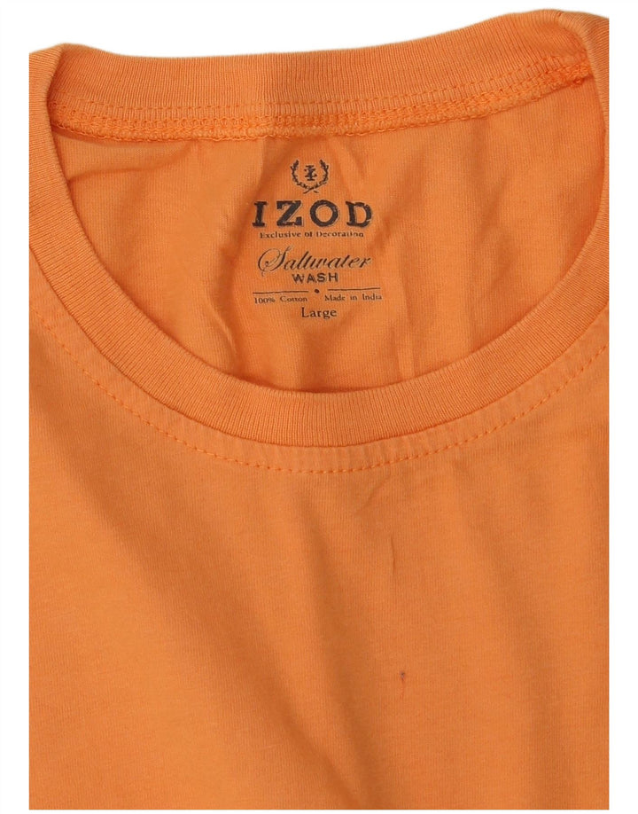 Izod Mens T-Shirt Top Large Orange Cotton