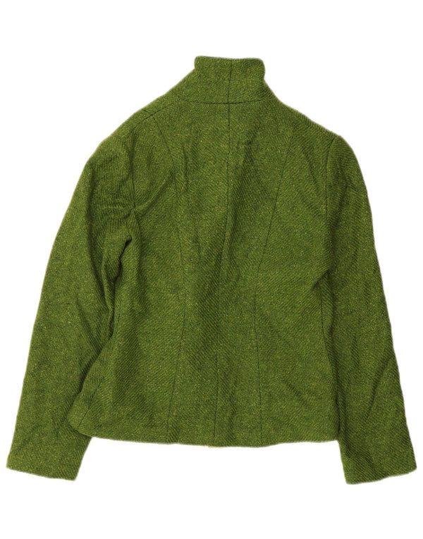 Vintage mujer frente corbata Blazer chaqueta IT 42 lana verde medio
