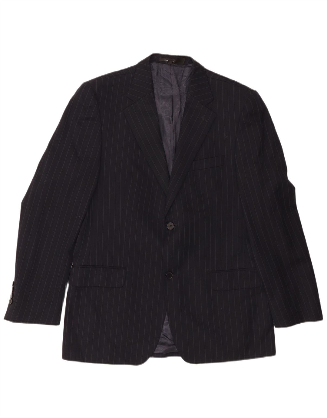 Zara Mens 2 Button Blazer Jacket EU 50 Medium Black Pinstripe Wool