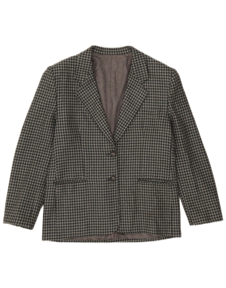 Jaqueta blazer feminina vintage com 2 botões IT 46 grande cinza houndstooth
