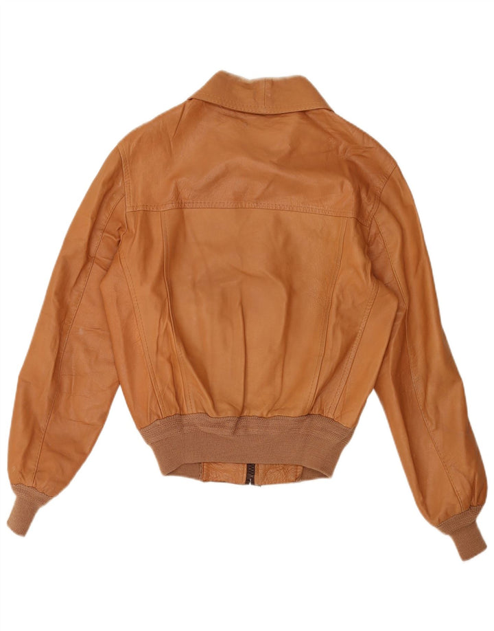 Vintage Womens Leather Jacket IT 50 XL Beige